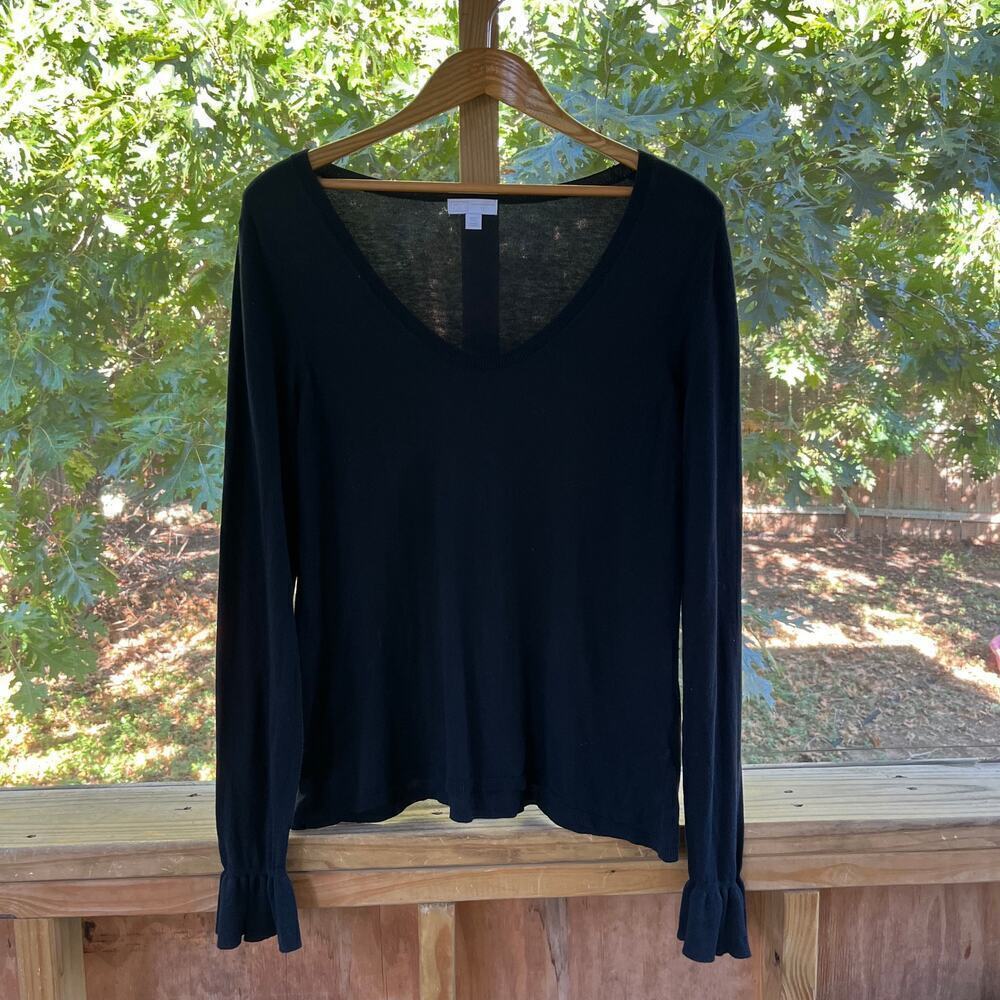 14th & Union Women's Black Ruffle Sleeve Sweater Size XL. NEW.